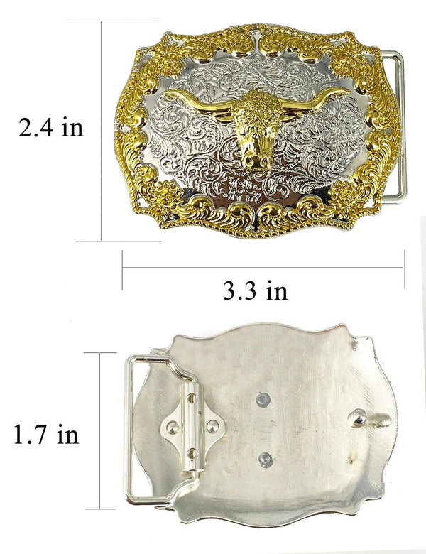 TOPACC Texas Longhorn Bull Buckle Bronze/Two Tone - Gifts for You 'n Me