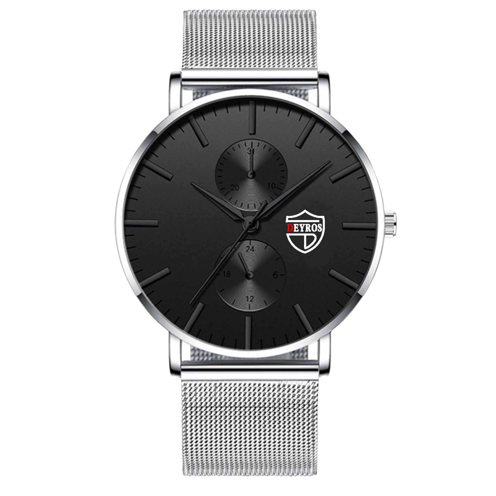 Black 3Bar Watch Men Women'S Watches Ladies Watch With Crystals  Fashion Stainless Steel Band Comfortable Wristwatch