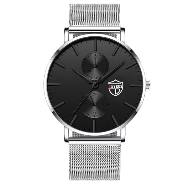 Black 3Bar Watch Men Women'S Watches Ladies Watch With Crystals  Fashion Stainless Steel Band Comfortable Wristwatch