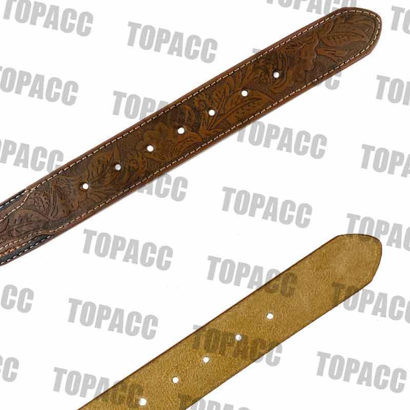 TOPACC Western Super Concho Silver Longhorn Cow Bull Brown Country Belts Genuine Leather - Gifts for You 'n Me