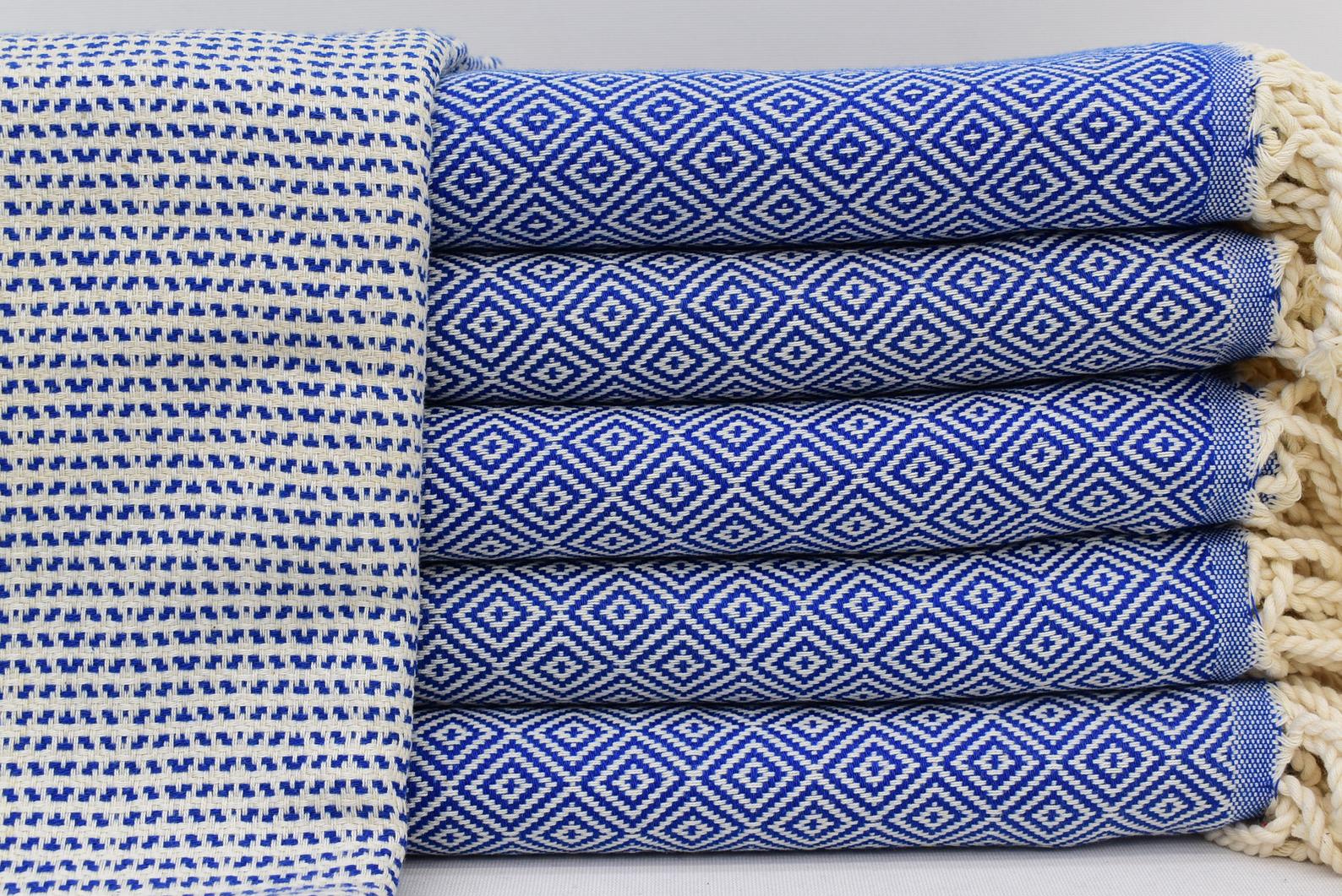 Dotty Diamond Blue Turkish Towel