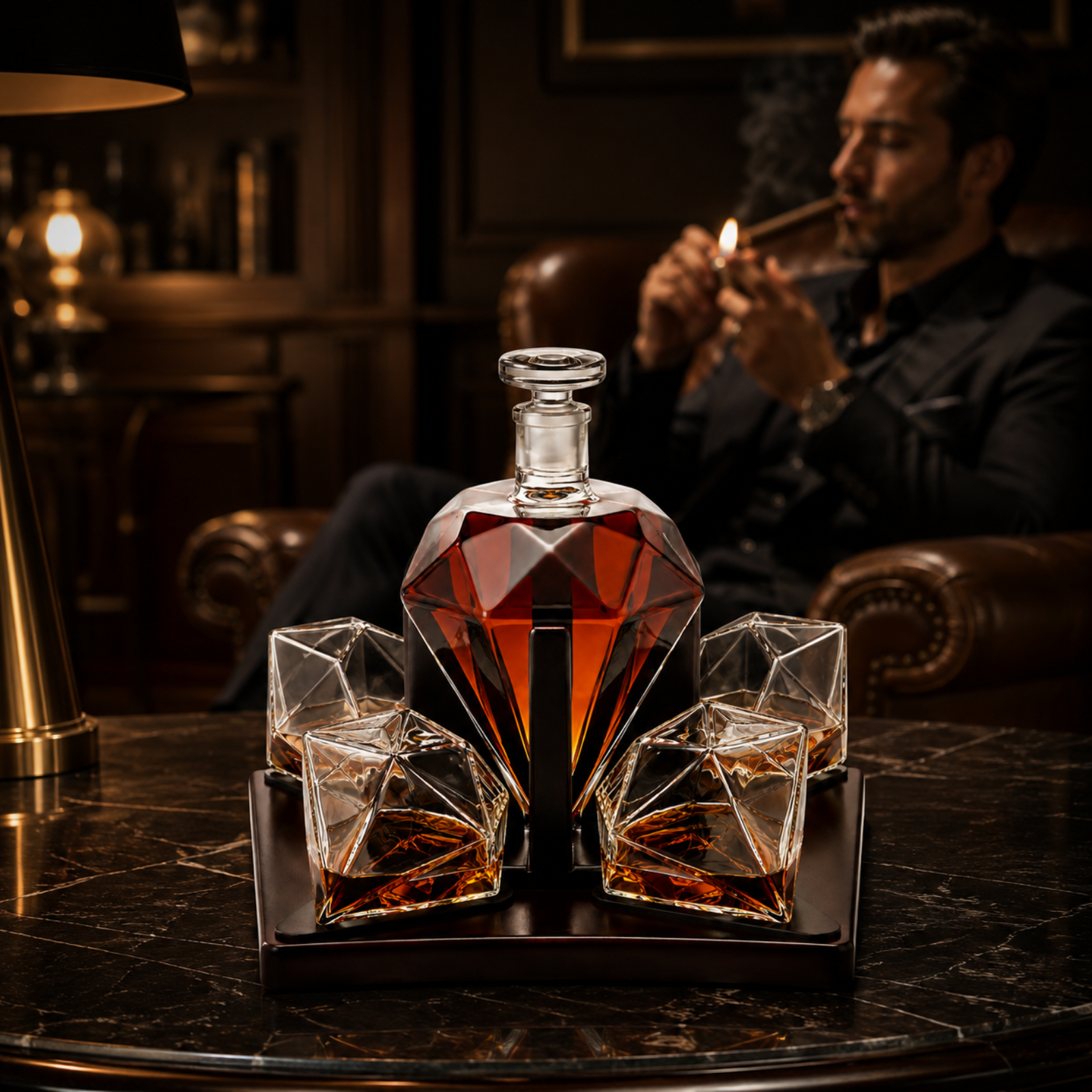Diamond Decanter Set Premium Barware Gift Elegant Drinkware Collection