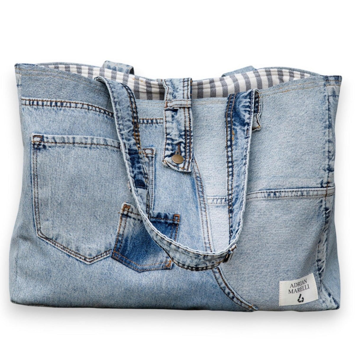 Brooklyn Heritage Tote / Recycled Denim Snow White