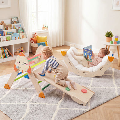 8-in-1 Foldable Climbing Toys for Toddlers Rocket-Themed-Multicolor