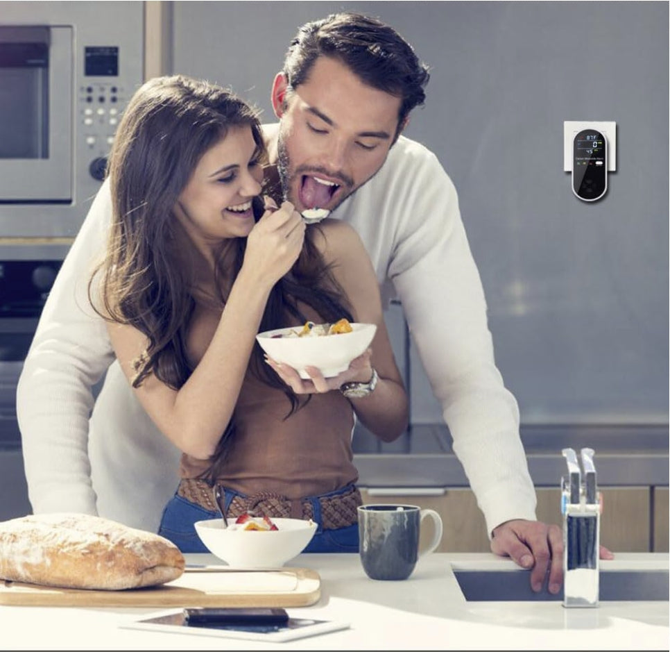 3-in-1 Carbon Monoxide Detector, Carbon Monoxide Detector Plug in Wall with Temperature & Humidity Display