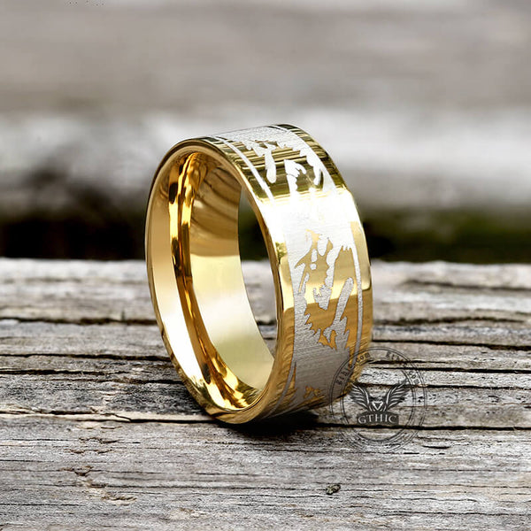 8 mm Dragon Shadow Stainless Steel Ring