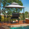 8 x 5 Feet Outdoor Grill Gazebo with 2 Side Shelves and 10 Hooks-Gray