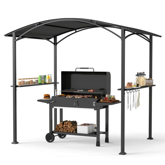 8 x 5 x 7 FT Grill Gazebo Outdoor BBQ Canopy with Metal Frame-Gray