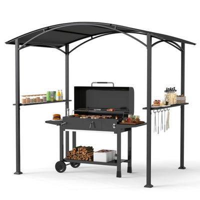8 x 5 x 7 FT Grill Gazebo Outdoor BBQ Canopy with Metal Frame-Gray