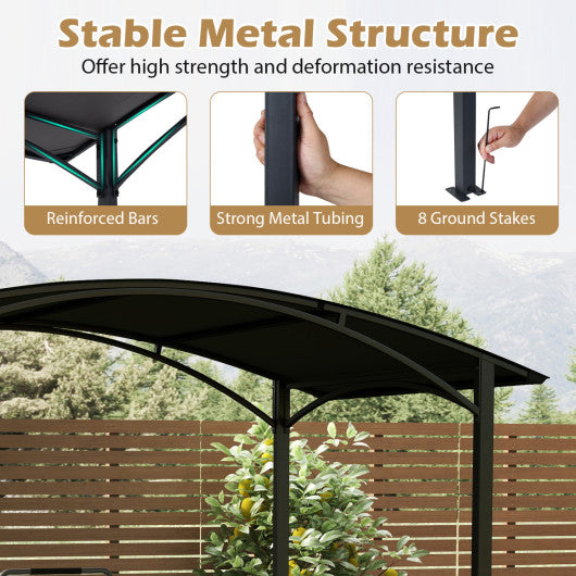 8 x 5 x 7 FT Grill Gazebo Outdoor BBQ Canopy with Metal Frame-Gray