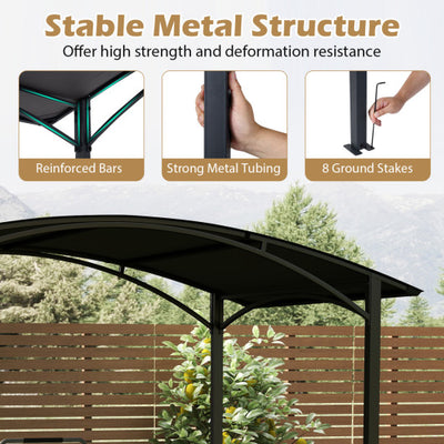 8 x 5 x 7 FT Grill Gazebo Outdoor BBQ Canopy with Metal Frame-Gray