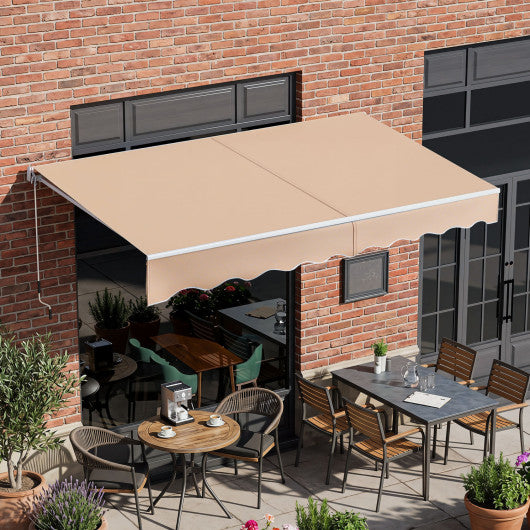 8 x 6.6 Feet Patio Retractable Awning with Manual Crank Handle-Beige