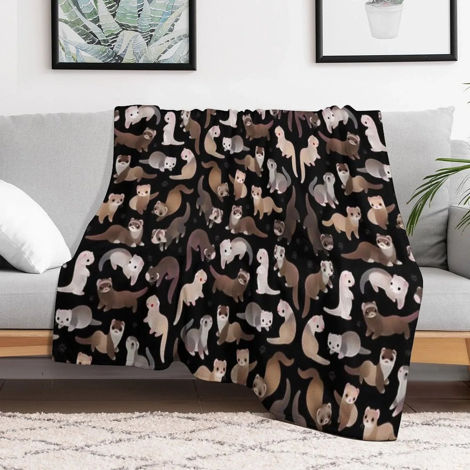 Ferret - Dark Throw Blanket