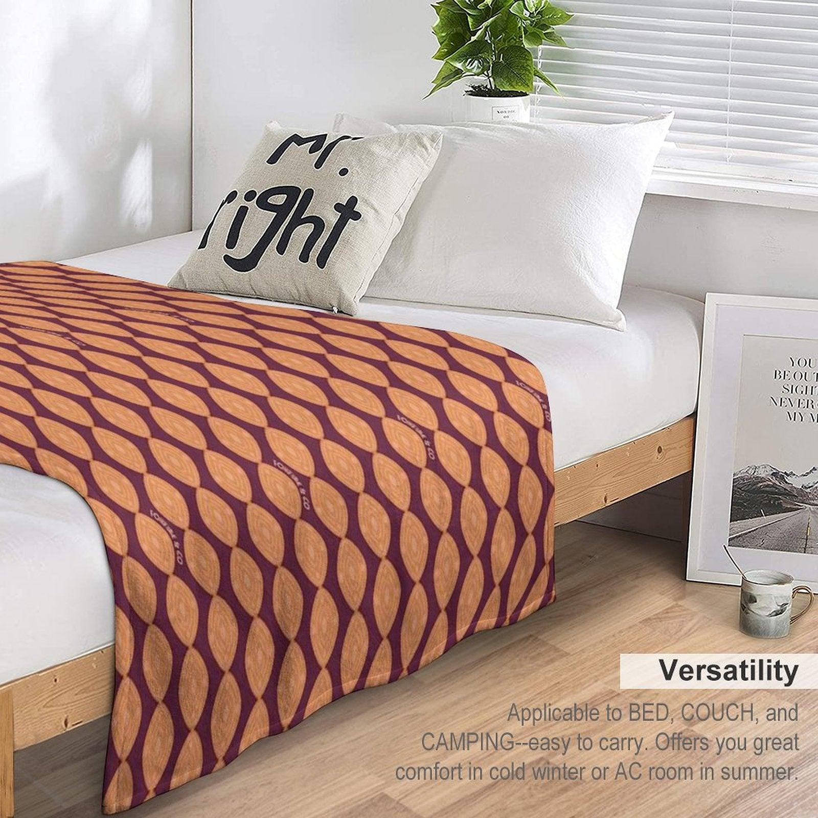 Atomic Blooms - Orange Maroon Throw Blanket
