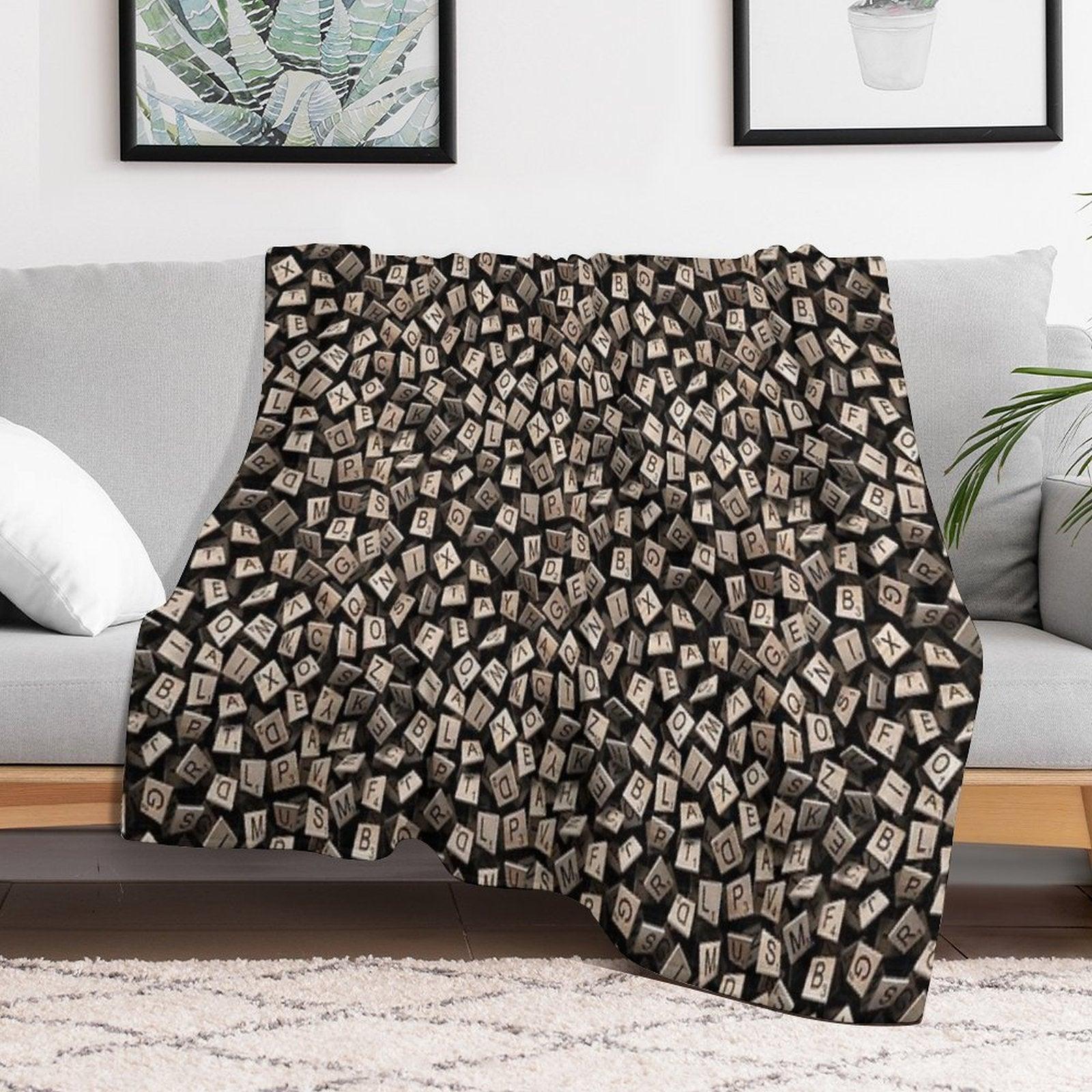 Scrabble Tile Madness Pattern Throw Blanket