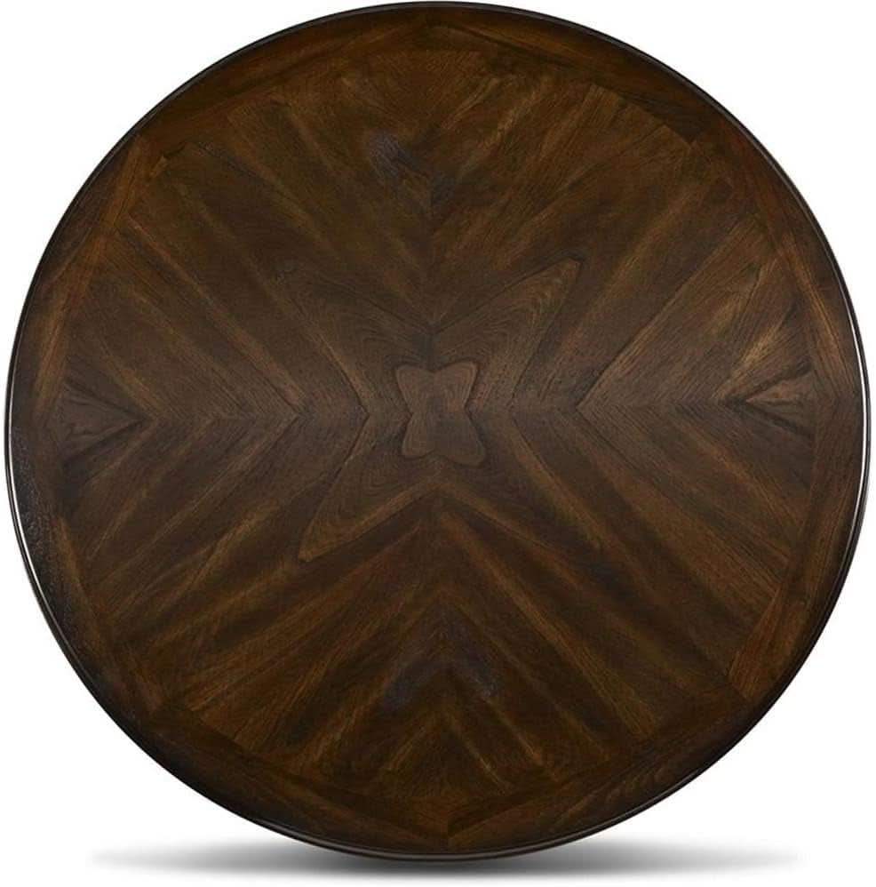 Elegant Solid Wood Circular Dining Set Cherry Brown