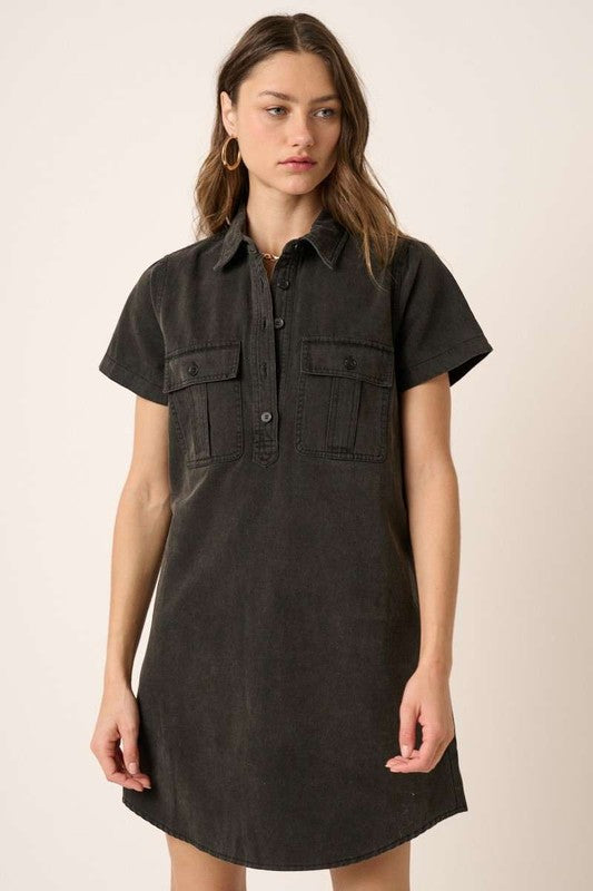 Button Detail Collared Neck Short Sleeve Shirt Dress For Women – Casual, Chic and Versatile Wardrobe Essential
