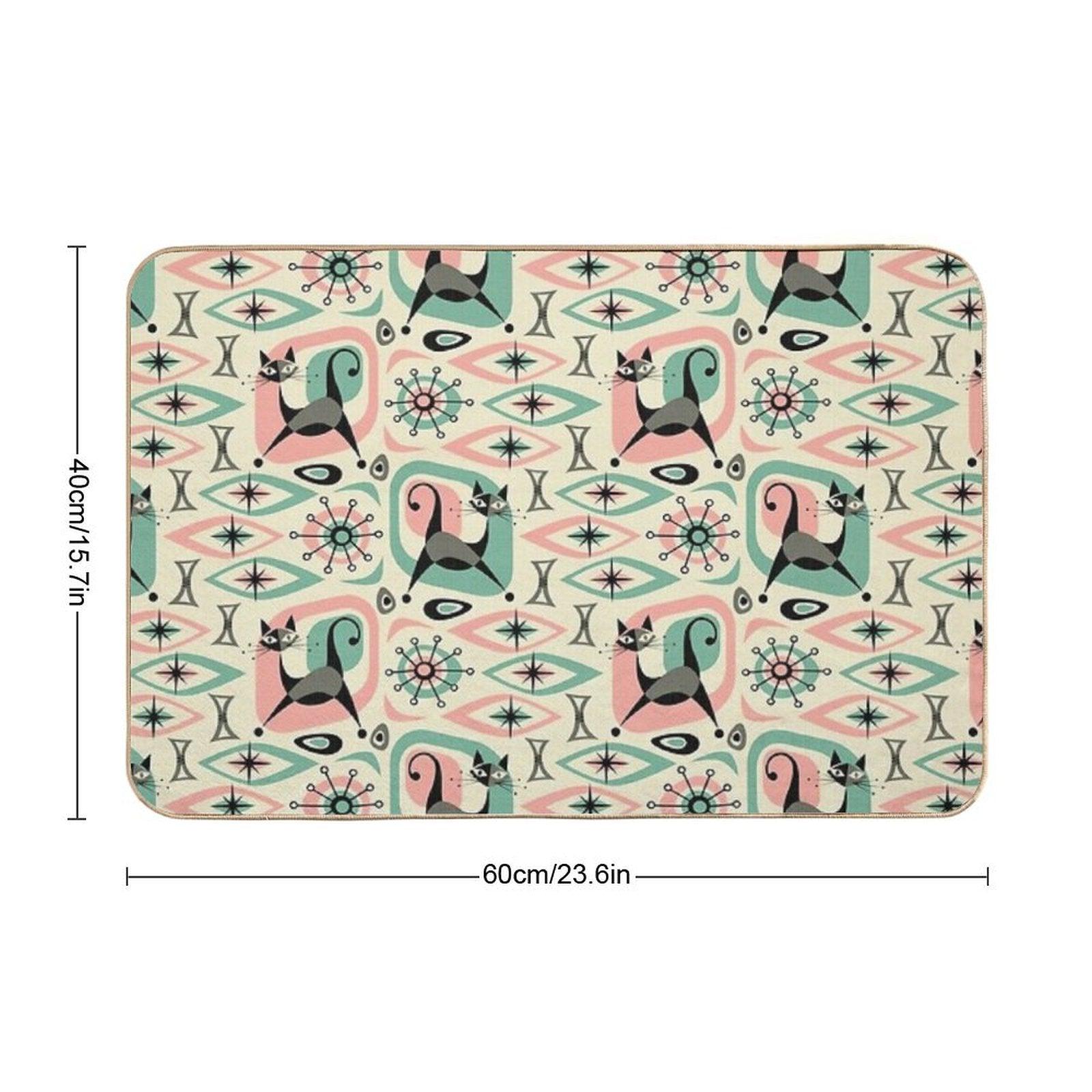 Mid Century Cat Abstract Bath Mat