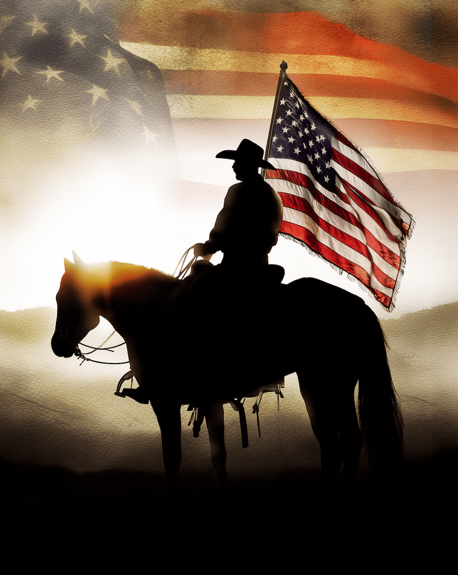Cowboy Silhouette Print – Americana Art Print for Rustic Country Life Decor 8x10
