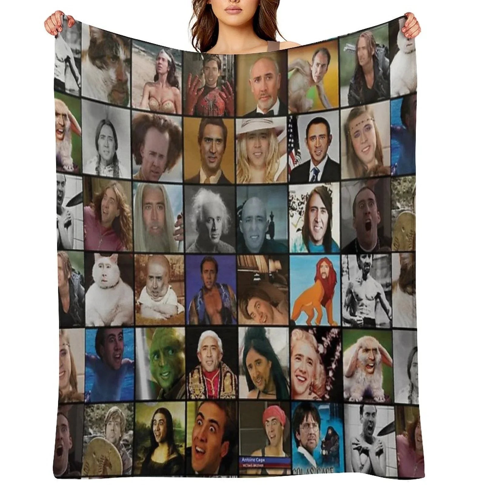 Nicholas Cage Pattern - Nicolas Cage - Nick Cage Nic Cage Throw Blanket