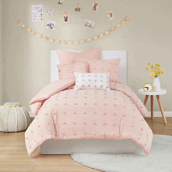 Brooklyn Cotton Jacquard Comforter Set with Euro Shams and Throw Pillows - Gifts for You 'n Me