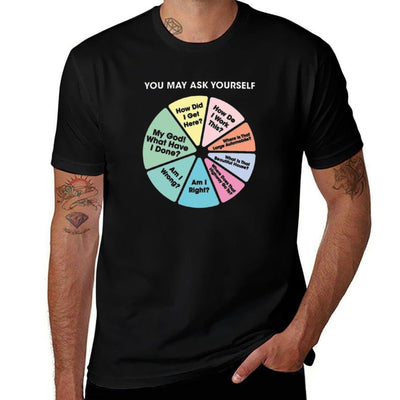 80's Music Retro Lyrics - You May Ask Yourself Pie Chart  Wrinkle-resistant T-Shirt
