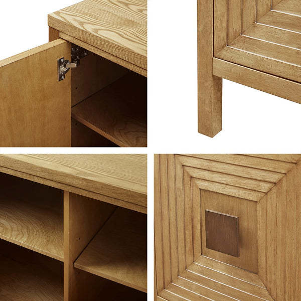 Paige Geometric 2-Door Storage Cabinet with Adjustable Shelves - Natural