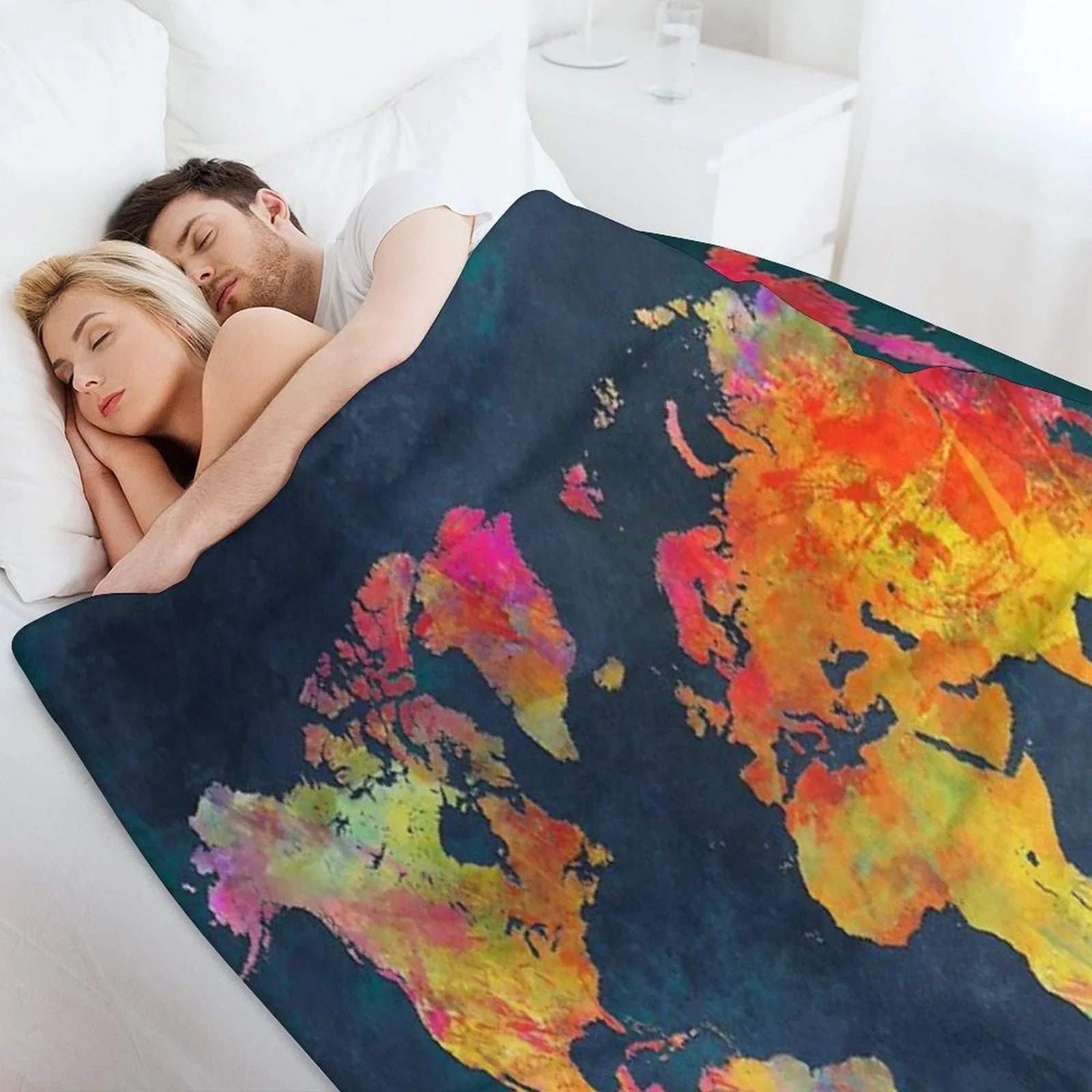 World Map Throw Blanket