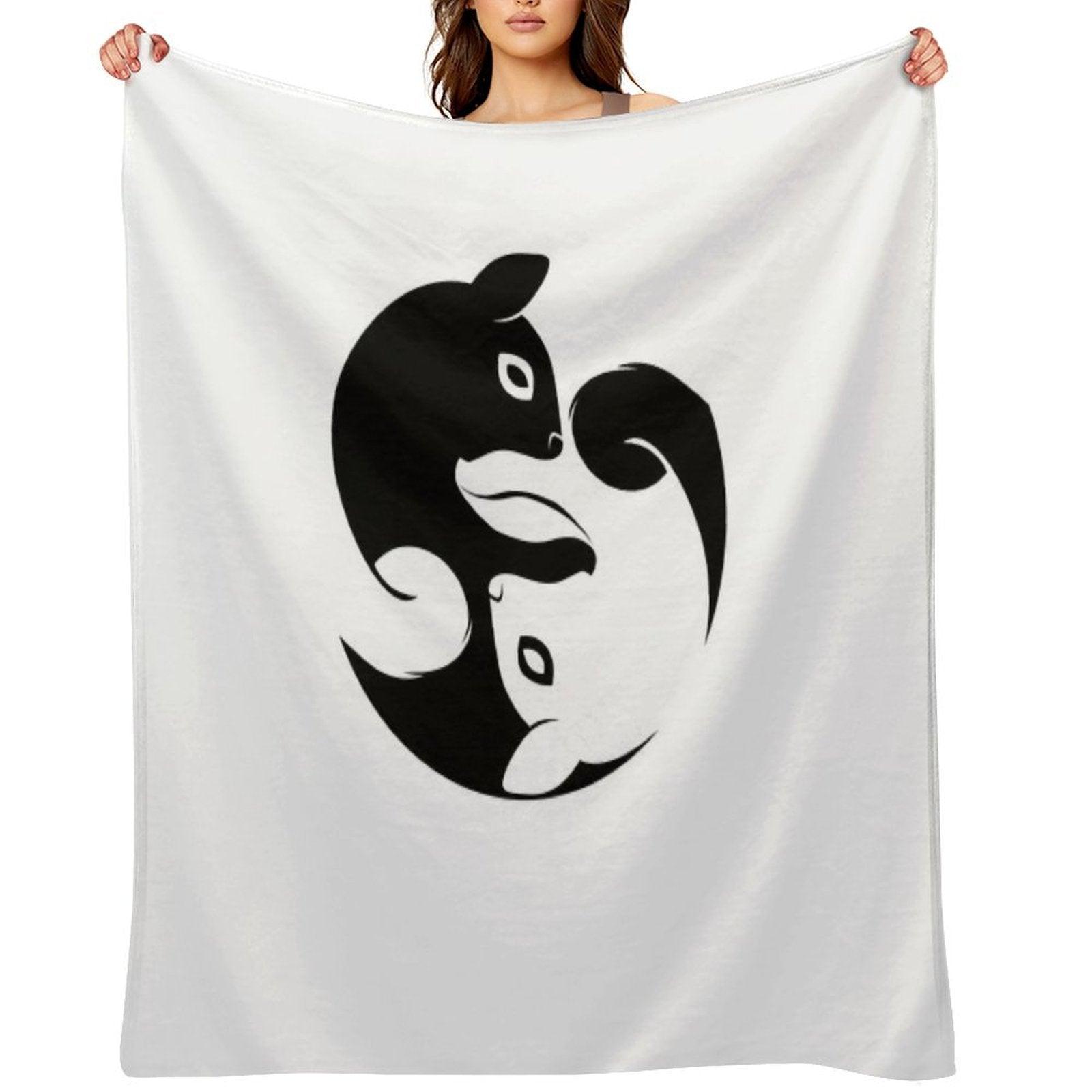 Yin Yang Squirrel - Zen Yoga Symbol Throw Blanket