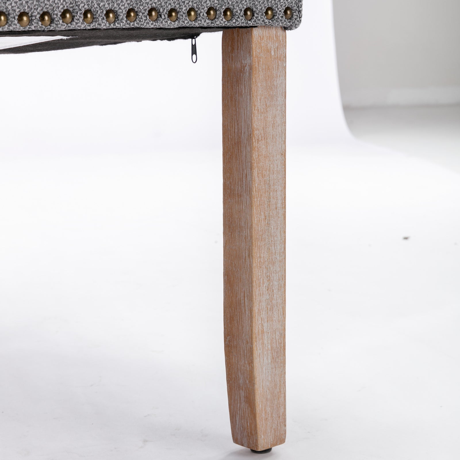 Nikki Collection Modern Tufted Solid Wood Flax Upholstered Dining Chair Nailhead Trim Set