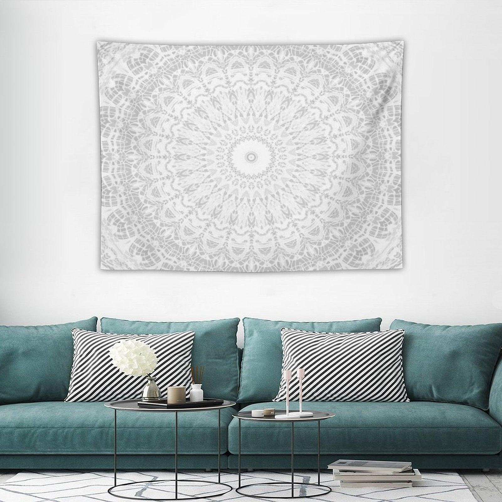 Grey Threads Mandala Tapestry