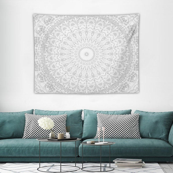 Grey Threads Mandala Tapestry