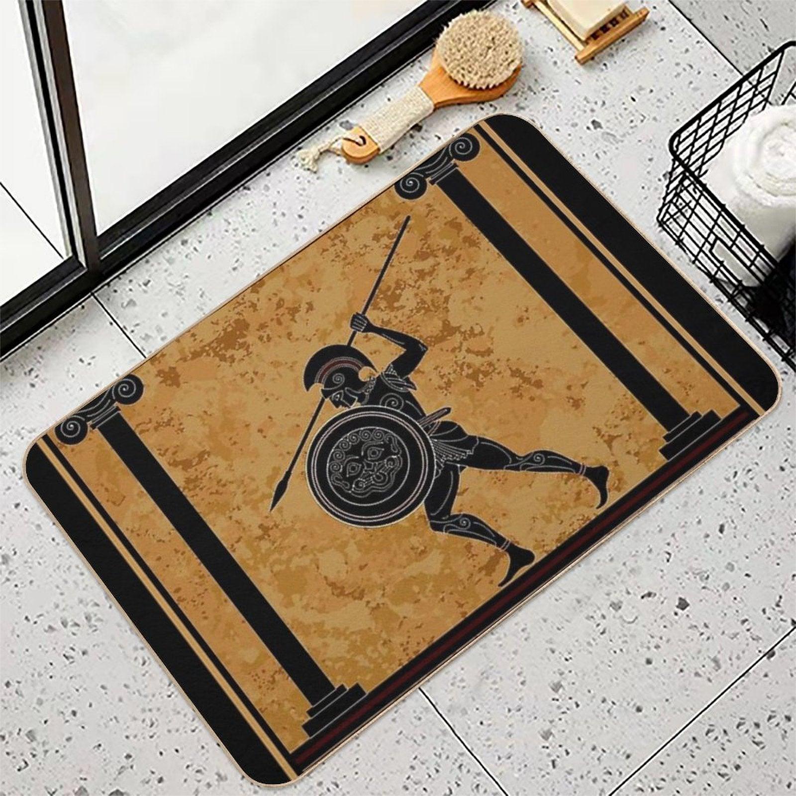 GREEK  Ancient 470 B.C. Frieze of A Soldier Print Bath Mat