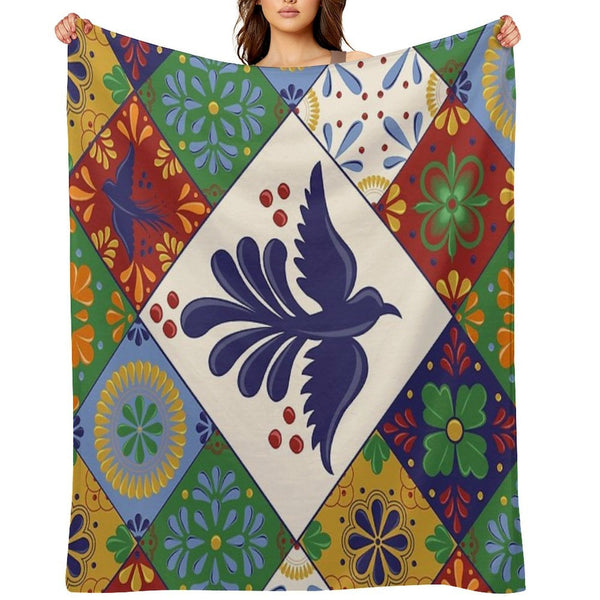 Mexican Talavera Tiles Colorful Pattern Velvety-soft Throw Blanket