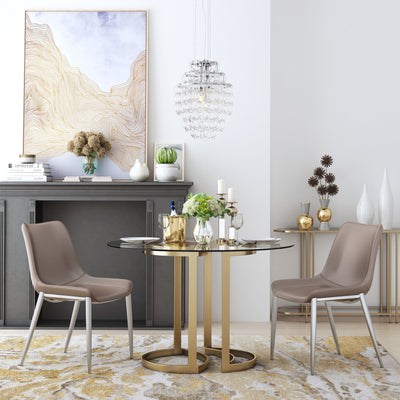 Magnus Dining Chair (Set of 2) Brown & Silver