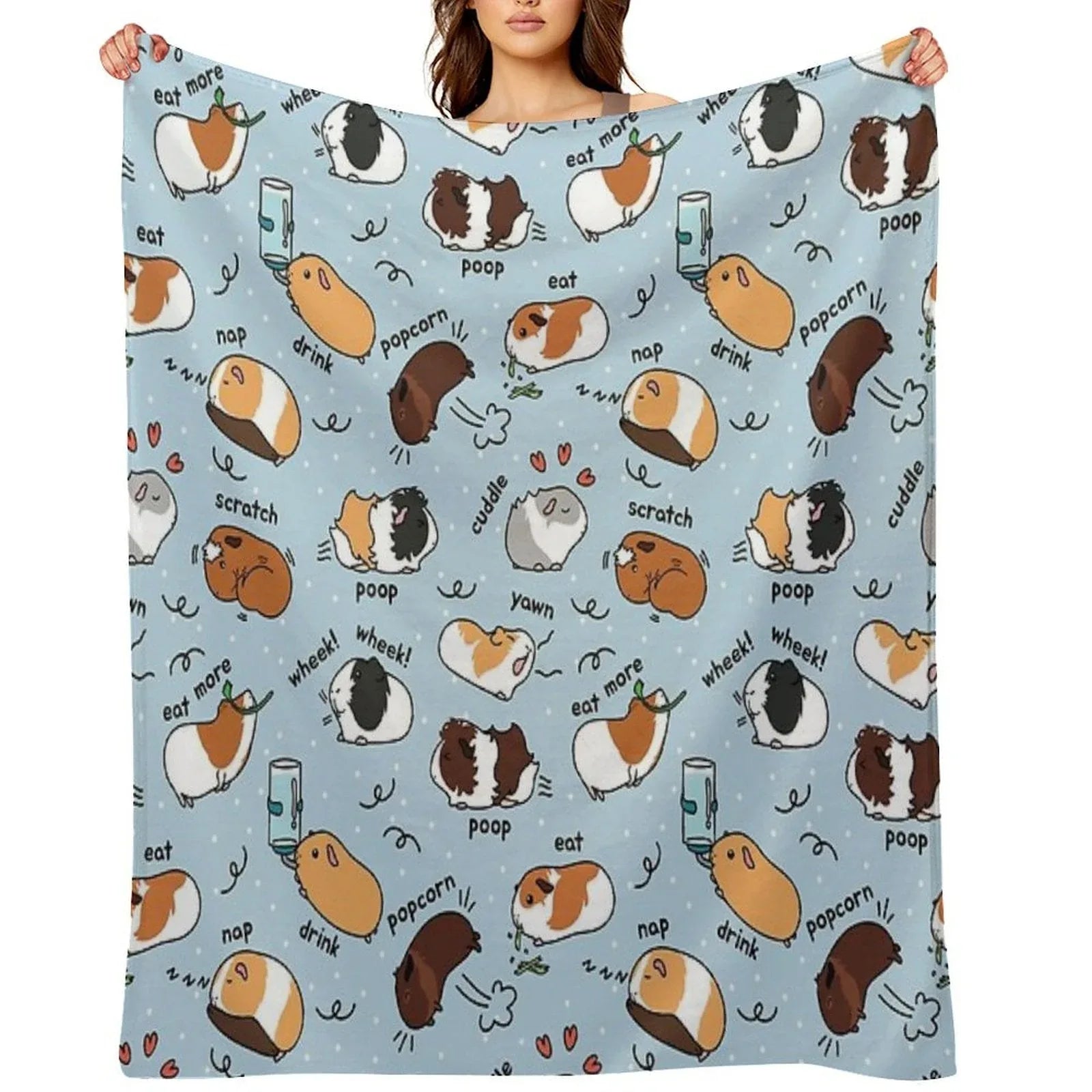 Guinea Pig Daily To-Do List - Blue Background Throw Blanket