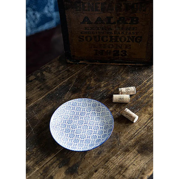 Blue and White Round Plate - III