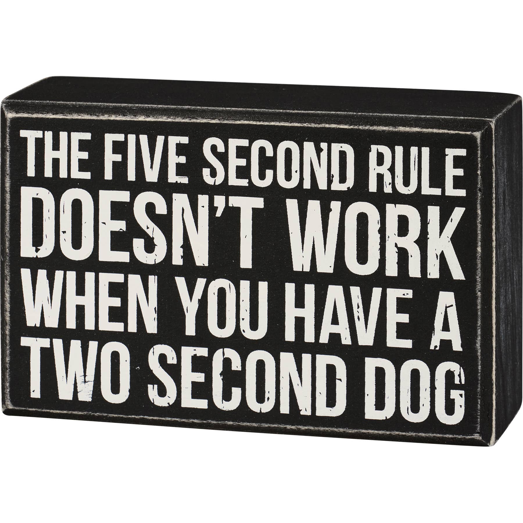 Five Second Rule Sign - Funny Pet Box Sign | Distressed Wood Decor For Dog Lovers