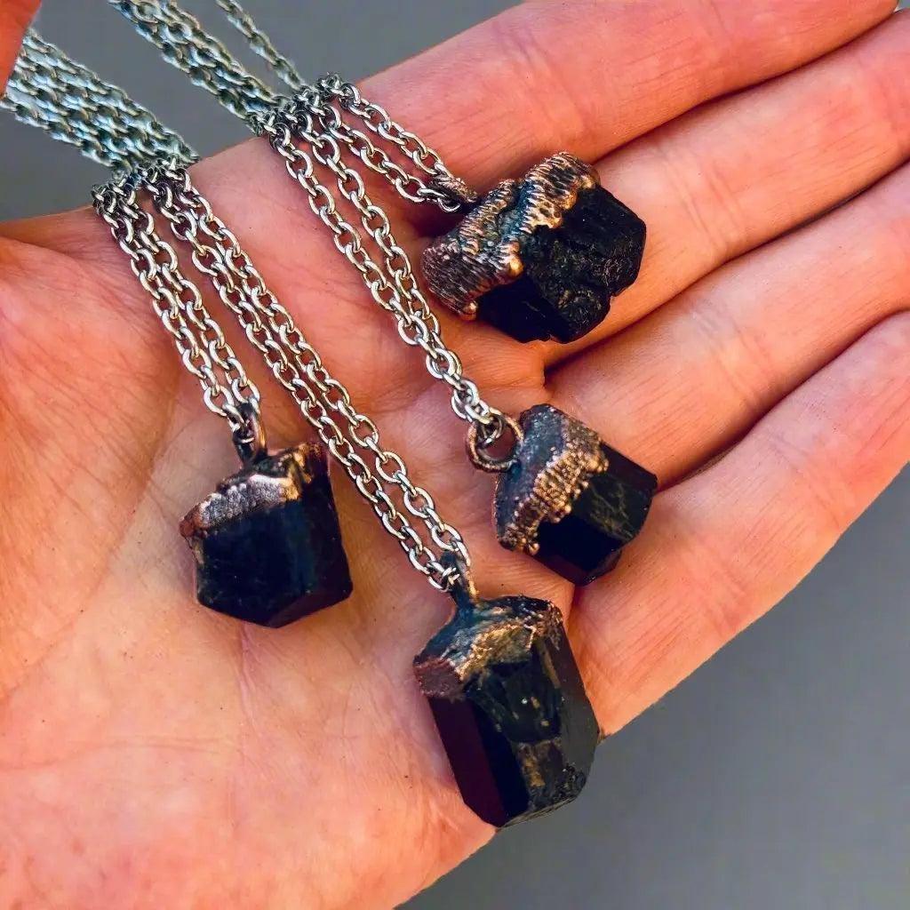 Raw Black Tourmaline Necklace - Grounded Protector | By Blackbird & Sage