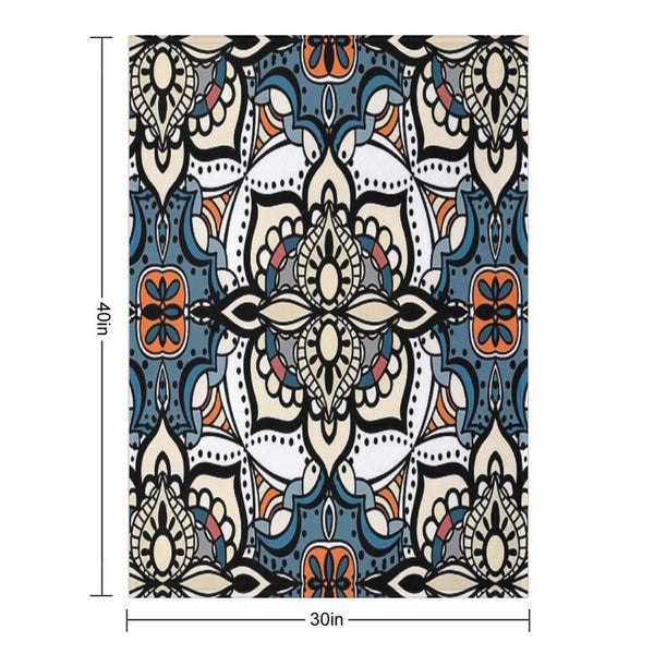 Abstract Renaissance Geometrical Flowers,  Mosaic Floral Fantasy Pattern Throw Blanket