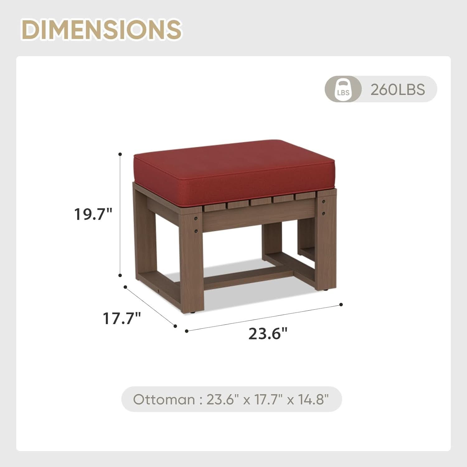 Natural Cedar Outdoor Ottomans With Removable Cushions