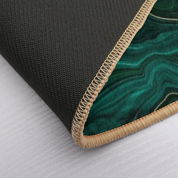 Emerald Green And Gold  Malachite Pattern Bath Mat