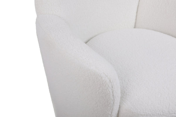White Velvet Swivel Barrel Chair