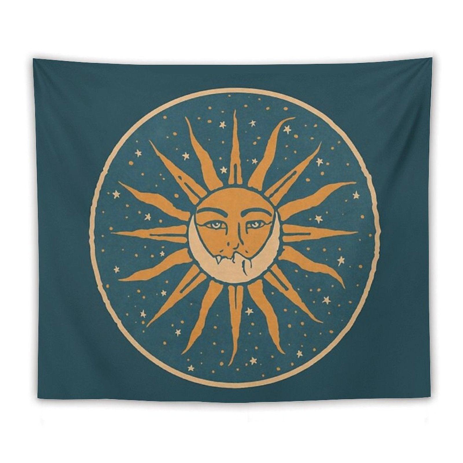 Sun And Moon  Vintage Tapestry
