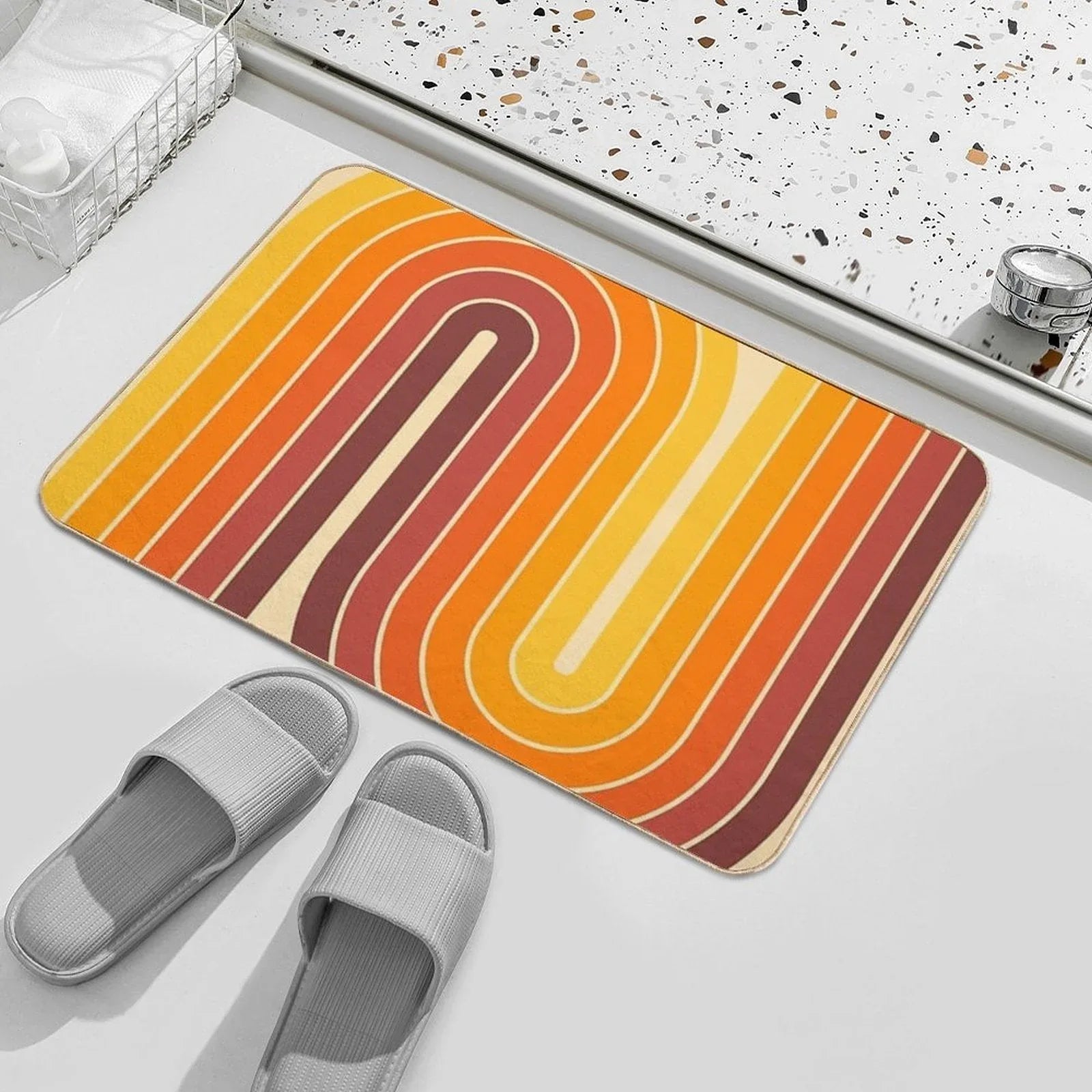 Retro Geometric Double Arch Design 522  Pet-Safe Bath Mat