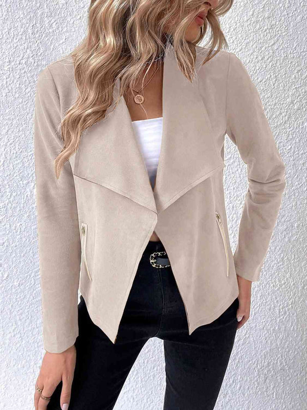 Classic Minimalist Collared Long Sleeve Jacket for Women – Minimalist & Lightweight Everyday Outerwear