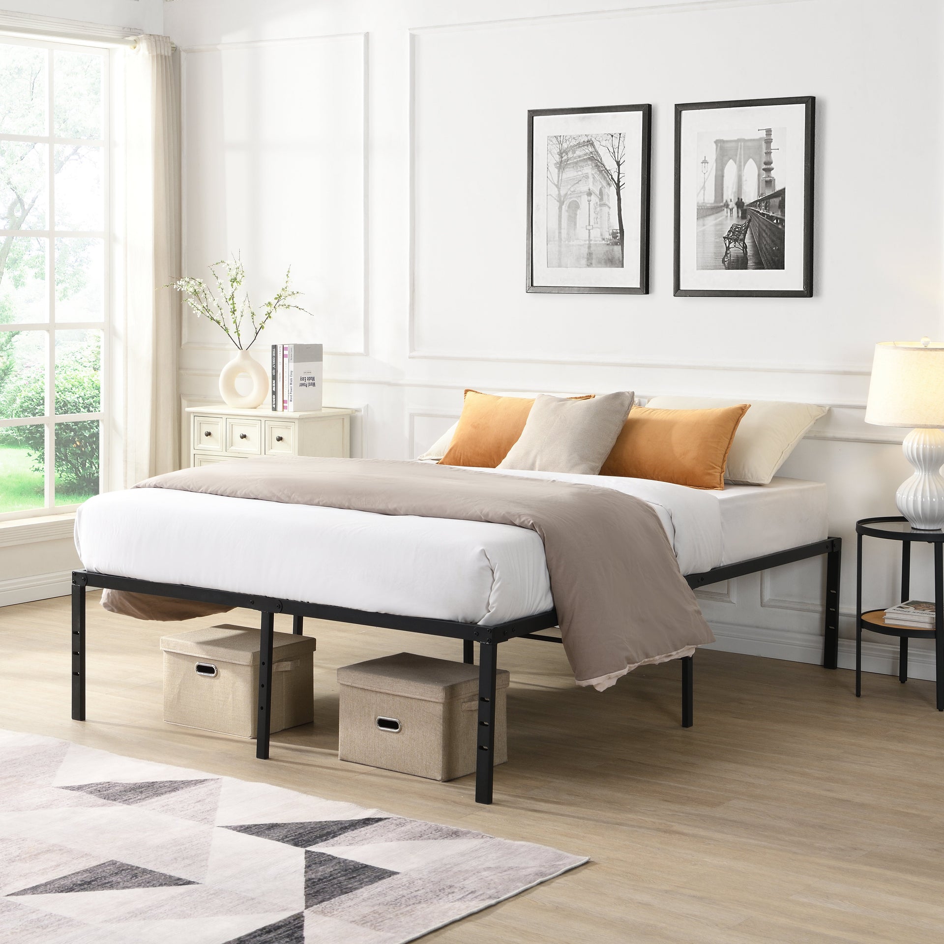 Queen Size Bed Frame - Heavy Duty Metal Construction