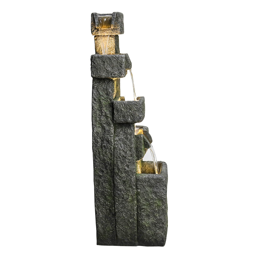 Resin Tiered Outdoor Fountain 5 Tier Modern LED