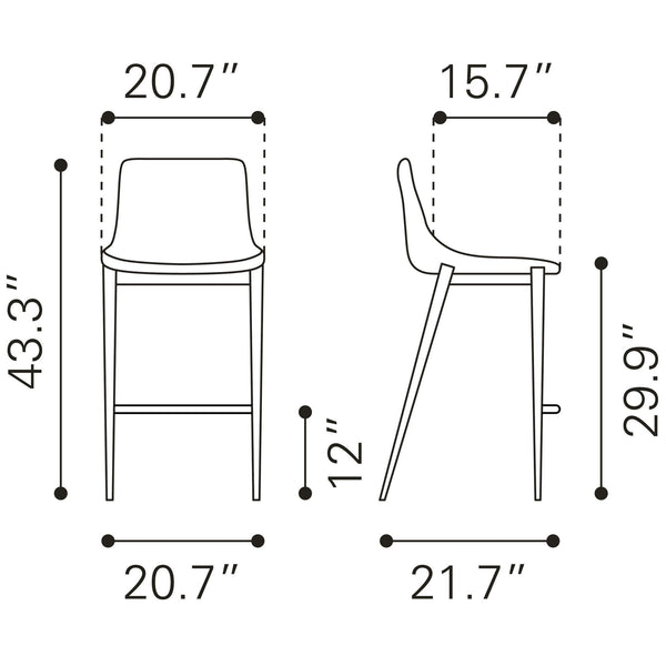 Magnus Barstool (Set of 2) Brown & Walnut
