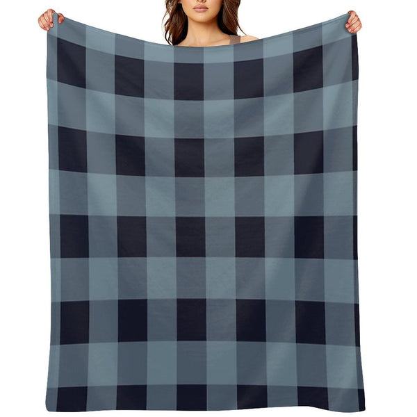 Turquoise And Navy Buffalo Plaid Premium Throw Blanket